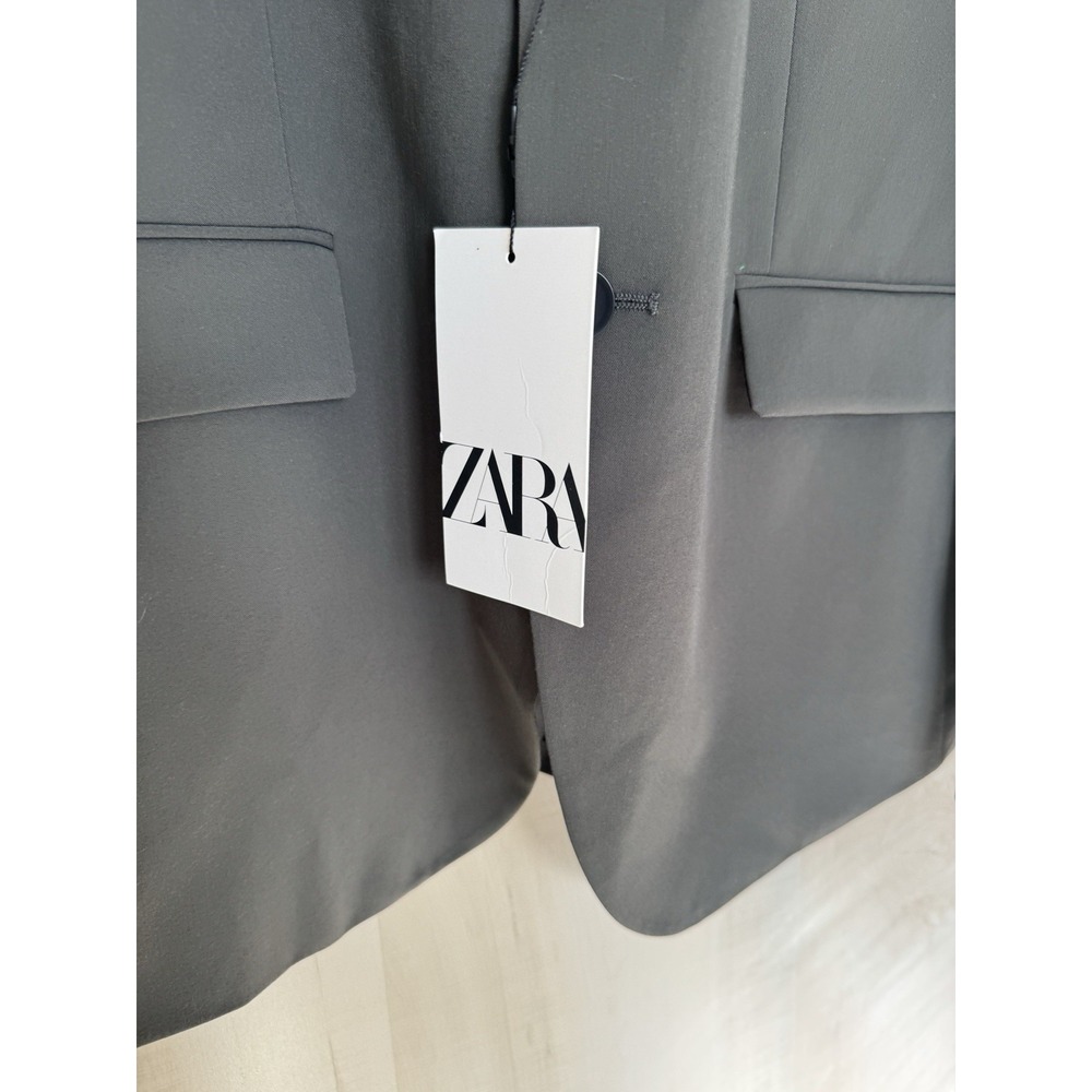 NEW Zara Blazer Sports Coat Jacket Lined Mens Size 44 Charcoal Gray - Picture 6 of 16